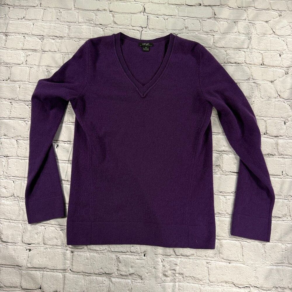 Privo 100% Cashmere Purple V-Neck Pullover Sweater Medium  L